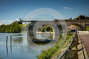 View on the city of Pont sur Yonne in France