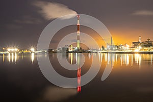 view of the city and reflection at night