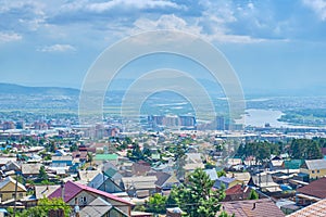 View of the city from the Rinpoche Bagsha datsan in Ulan-Ude city of the Republic of Buryatia, Russia.