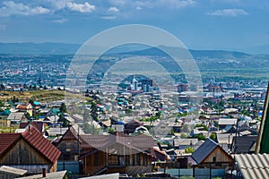 View of the city from the Rinpoche Bagsha datsan in Ulan-Ude city of the Republic of Buryatia, Russia.