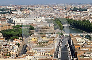 View of the city of Rome with Castel Sant Angelo photo