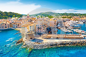 View of the city of Saint-Tropez, Provence, Cote d Azur, a popular destination for travel in Europe