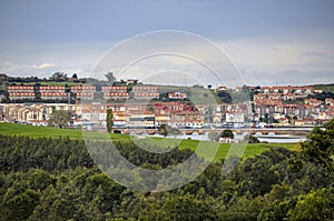 View of the city of San Vicente de la Barquera, Spain