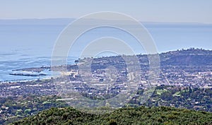 View of the City of Santa Barbara, CA as seen from the hills