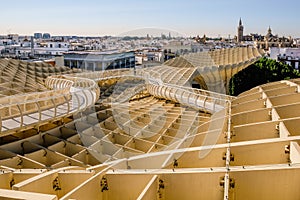 View of the city of Seville from the top of the Metropol Parasol