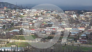 View of the city of Shemakha, cloudy January day. Azerbaijan