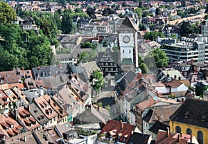 View on a city tower of Freiburg