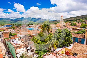View of the city, Trinidad, Sancti Spiritus, Cuba. Copy space for text. Top view.