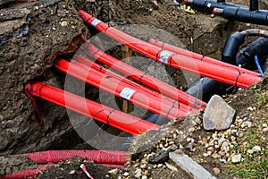 replacement of city underground communication cables and heating system pipes photo