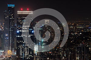 View of the citylights in the city of Israel at night