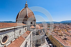 View on cityscape and the dome of the Cathedral of Florence.