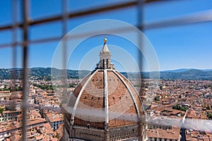 View on cityscape and the dome of the Cathedral of Florence.