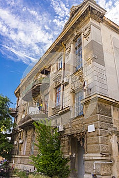 View on classic style building fascade in Evpatoria town