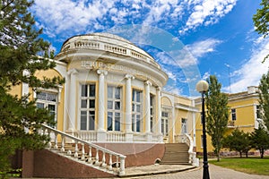 View on classic style building fascade in Evpatoria town