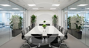 Modern Corporate Boardroom with Glass Walls