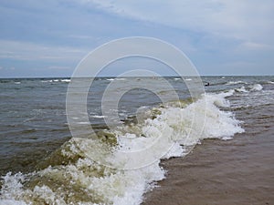 View at Clean Tranquil Water Surface Reflection with Small Waves