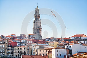 View Of Clerigos Tower And Roofs In Porto Portugal