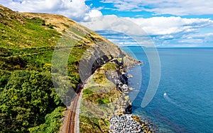 View from Cliff Walk Bray to Greystones with beautiful coastline and cliffs