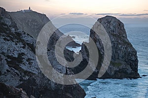 A view of the cliffs on the Atlantic coast in Sintra, Portugal.