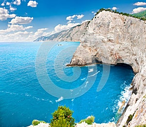 View on cliffs back of Katsiki beach, Lefkada, Greece