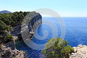 View on the cliffs in nature park Telascica on Dugi Otok, , Croatia photo