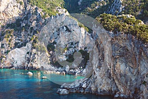 View of the cliffs of the Paleokastritsa bay