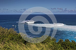 View from cliffs at Peahi or Jaws surf break, Maui, Hawaii, USA photo