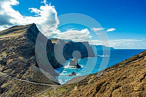 View of the cliffs at Ponta de Sao Lourenco, Madeira islands