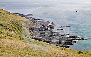 View of the cliffs and the sea at Noss Mayo in Devon