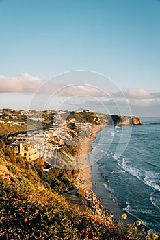 View of cliffs and Strand Beach, in Dana Point, Orange County, California