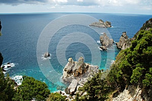 View of Cliffside Coastline on Greek Island