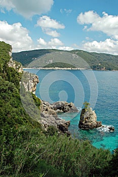 View of Cliffside Coastline on Greek Island