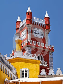 Clock tower of Pena Palace. Sintra. Portugal