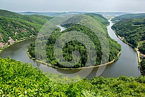 View from Cloef to Saarschleife, Saar river, Germany