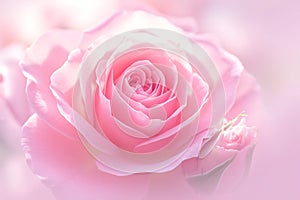 view Close up view of a stunning and fresh pink rose bloom