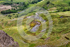 View of the closed road beneath Mam Tor