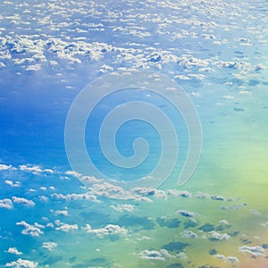 View of the clouds from the airplane in flight