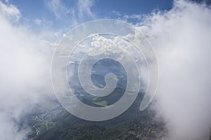 View of clouds from Untersberg in Austria