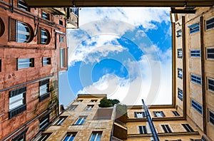 View of cloudy sky from pation of house in Rome