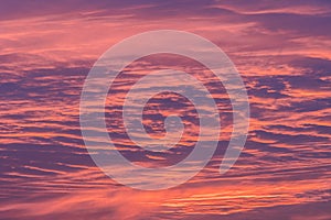 View on the cloudy sunset sky