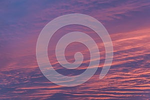 View on the cloudy sunset sky