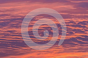 View on the cloudy sunset sky