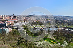 View of Cluj-Napoca city, in spring, from Cetatuia hill.