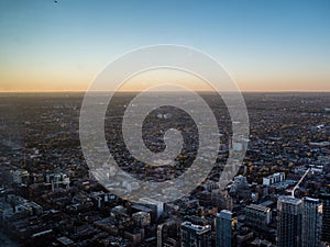 View from cn tower to suburbs of toronto canada