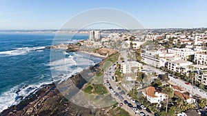 View of the coast from above in La Jolla, California