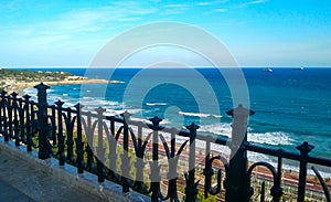 View of the coast from the classic Balcony of the Mediterranean, in Taragona Spain photo