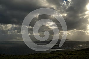 A view of the coast of Coruña a storm day