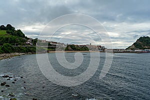 view of the coast of Getaria, Spain. View of the Mount San Antonio