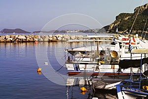 View of the coast of Greece boats and yachts near Katerini