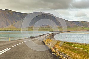 View of the coast of Grundafjordur bay, western Iceland